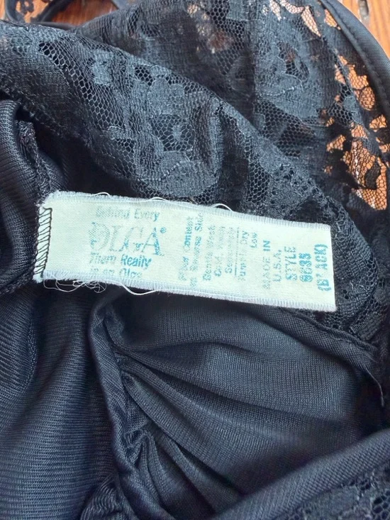 Vintage 70s Olga style 9635 keyhole sleeveless maxi length nightgown black - Picture 5 of 8